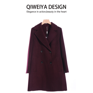 高端赫本风安可拉红色双面羊绒大衣女中长款小个子羊毛呢外套秋冬