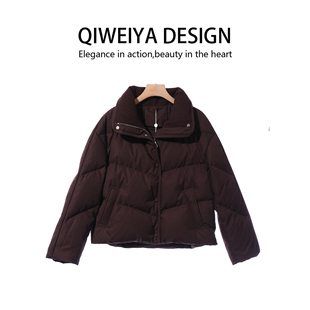 90白鸭绒羊毛翻领小个子加厚保暖羽绒服外套女 新时尚 戈005 冬季