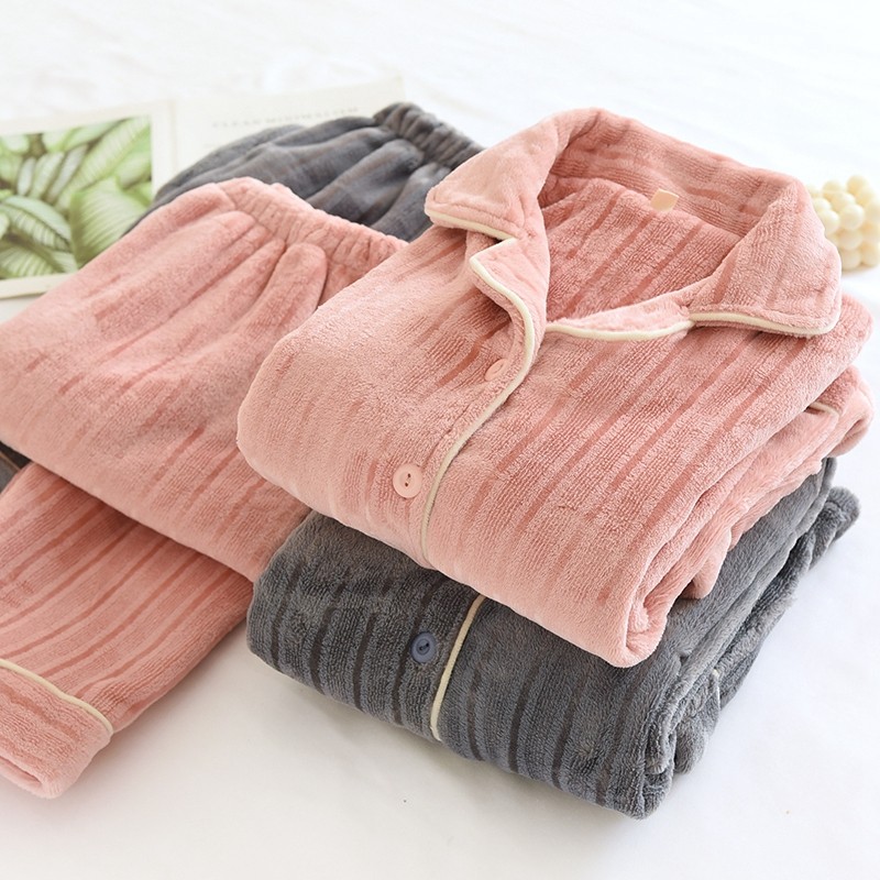 冬季情侣法兰绒睡衣套装