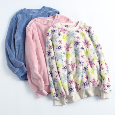 女加厚法兰绒纯色套头上衣单件