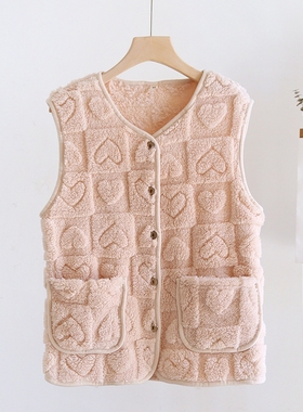 秋冬季法兰绒马甲女保暖珊瑚绒加绒简约纯色上衣无袖坎肩单件睡衣