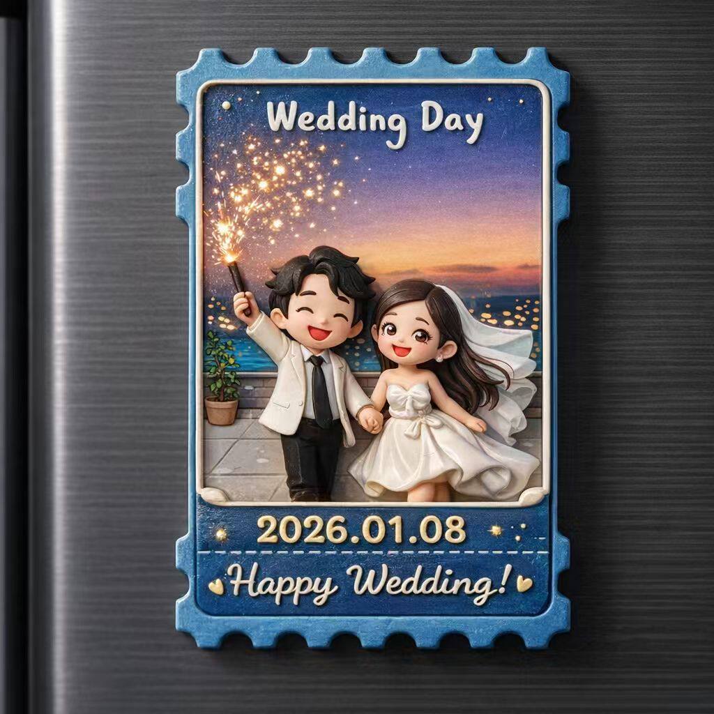 3D打印结婚纪念日定制冰箱贴照片创意个性定做结婚礼物新婚礼物