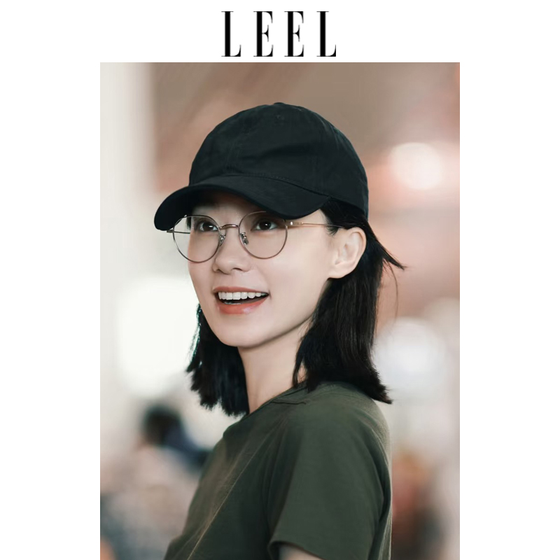 LEEL明星同款黑色鸭舌帽男女百搭软顶遮阳帽子显脸小纯色棒球帽潮