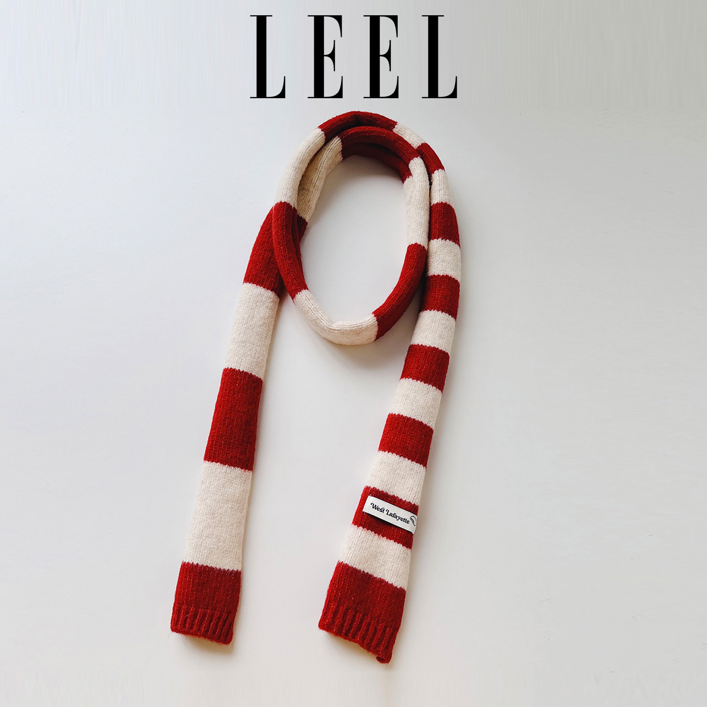 LEEL含羊毛条纹腊肠窄款围巾女y2k时尚装饰小长条领巾保暖细围脖