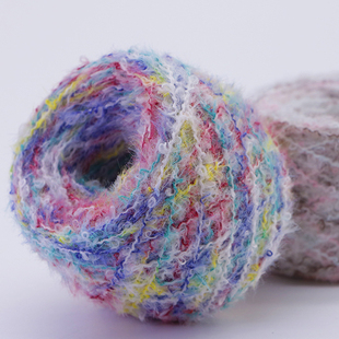 DIY圈圈羽毛纱钩织发圈手套围巾帽子棒针钩针材料围巾线粗毛线