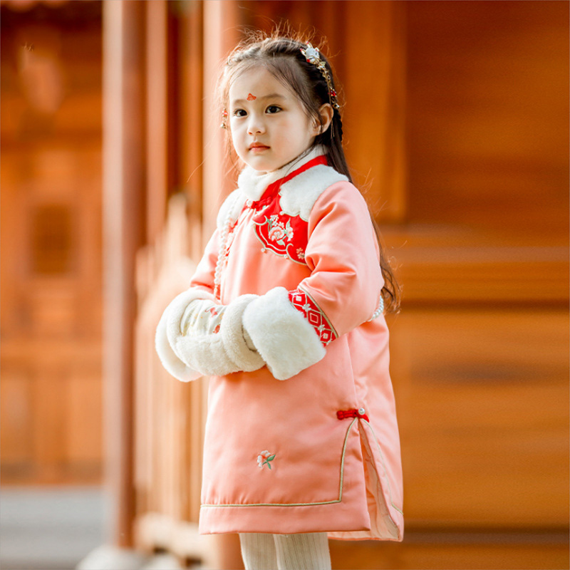 汉服女童冬装加棉加厚中国风复古唐装小女孩儿童新年装宝宝拜年服 童装/婴儿装/亲子装 唐装 原图主图