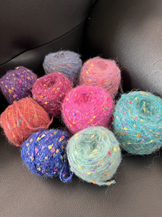 豆豆马海毛摇粒绒彩虹糖彩点线手工包勾针DIY发夹发卡玩偶材料线