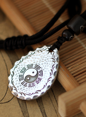 太极八卦足银吊坠项链S999纯银实心男女款民族风个性复古两仪挂件