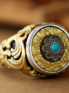 九宫八卦纯银戒指男女款民族风