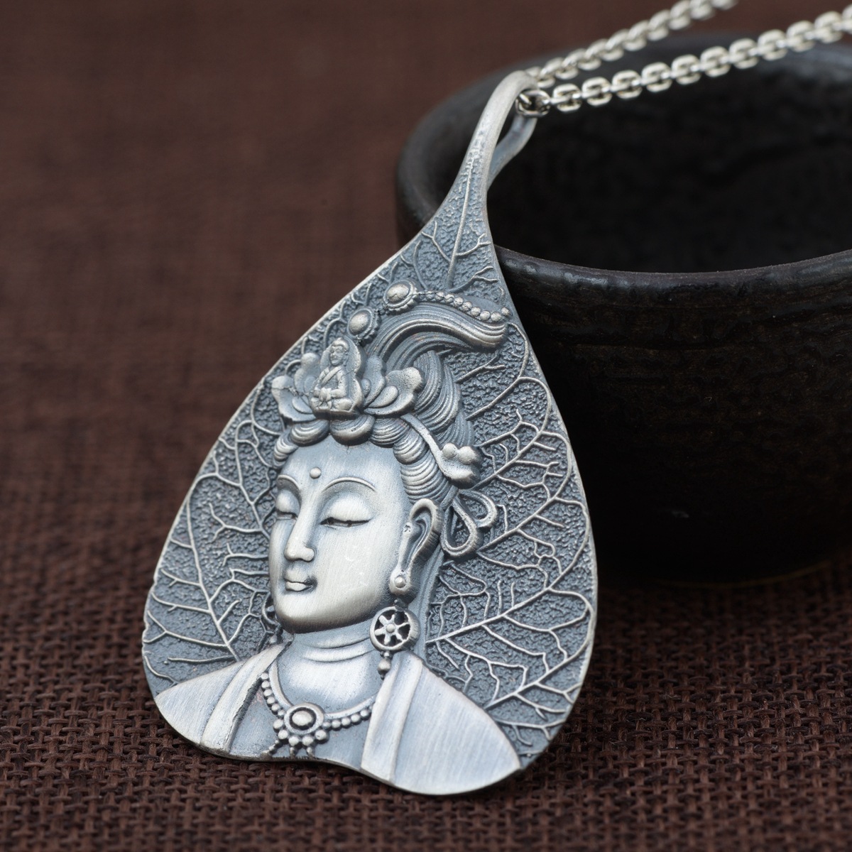 普贤文殊菩萨银吊坠男纯银