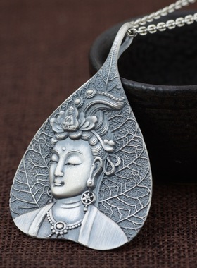 普贤文殊菩萨银吊坠男纯银