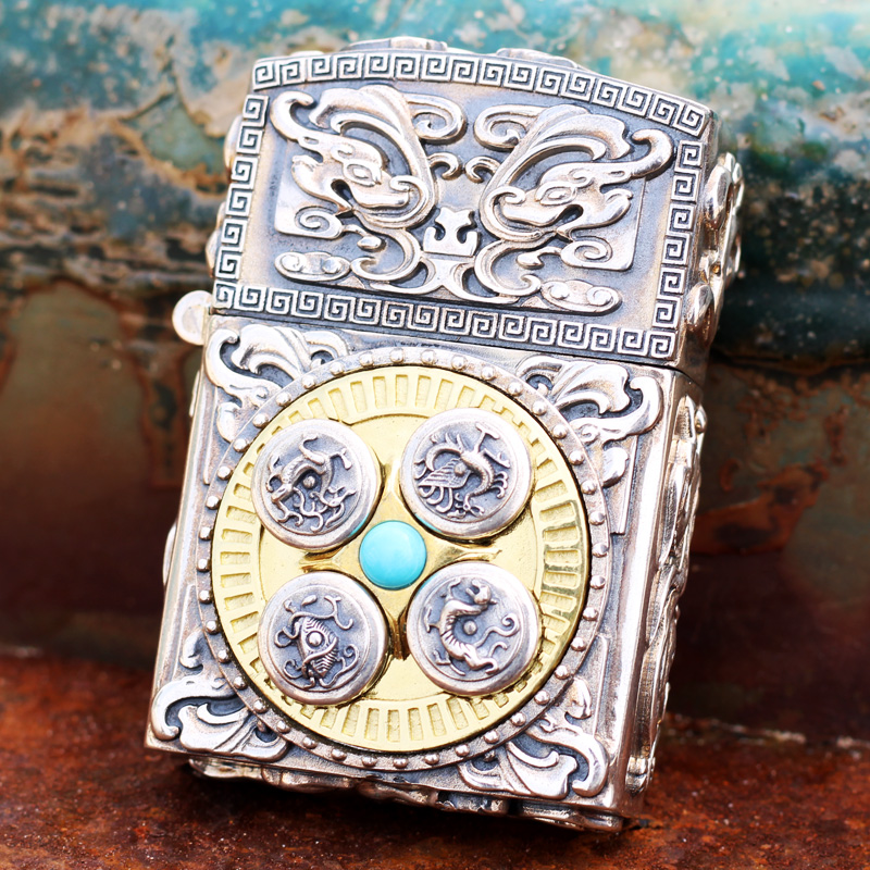 四象纯银煤油打火机国风复古