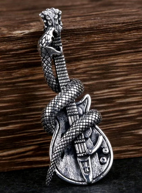 吉他纯银吊坠项链男女款