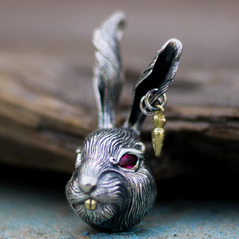 纯银生肖兔吊坠钥匙扣包挂件