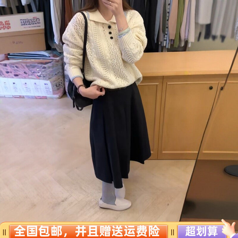 秋季POLO领宽松显瘦减龄毛衣女