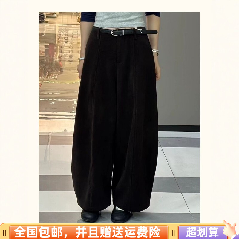 秋季金丝绒高腰显瘦弯刀九分裤女