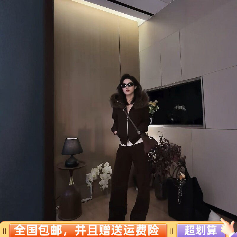 冬季加绒加厚卫衣卫裤两件套