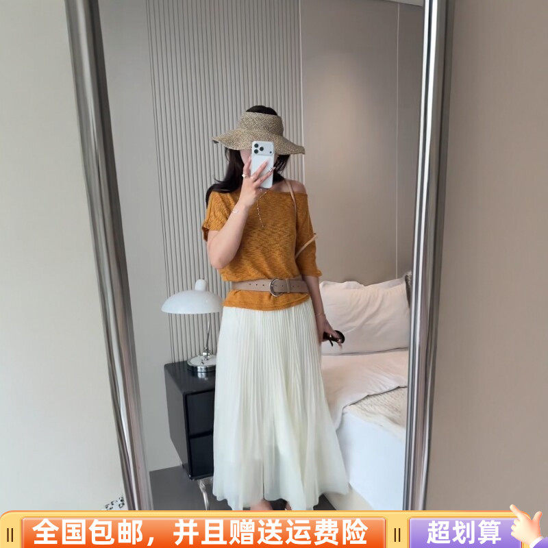 2026夏季新品韩版宽松显瘦拉肩短袖T恤加半身裙两件套套装时尚女