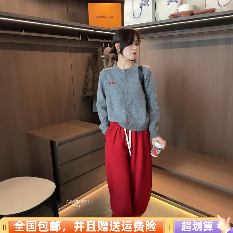 韩版宽松显瘦羊毛针织开衫外套