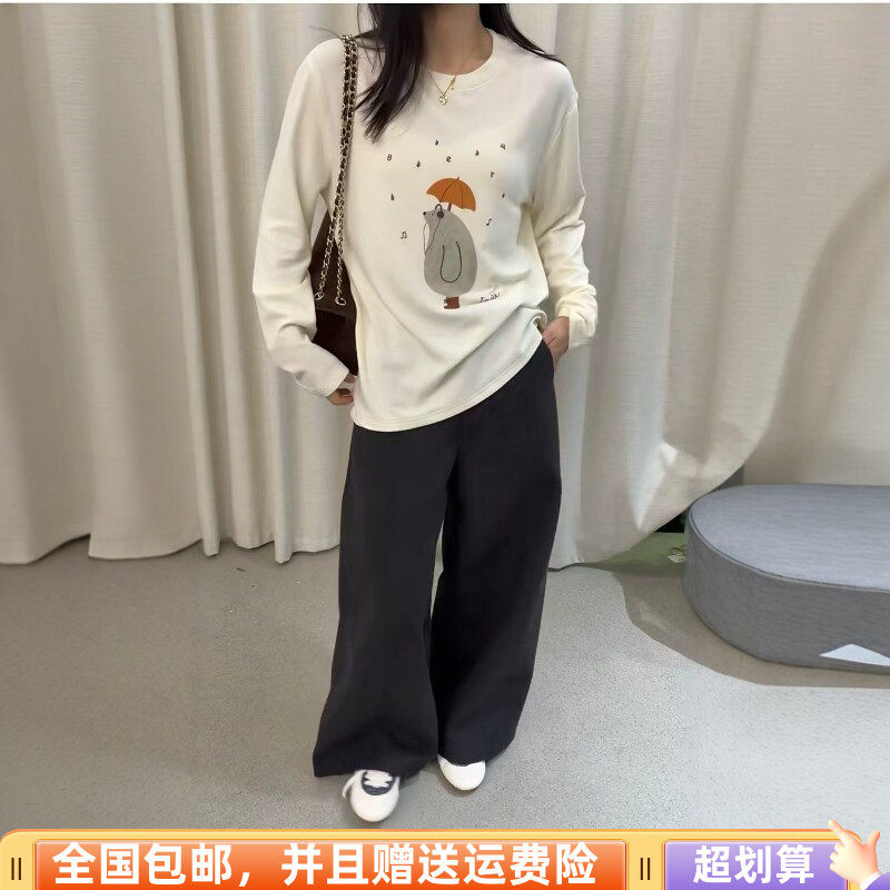 冬季加绒宽松显瘦卡通长袖T恤