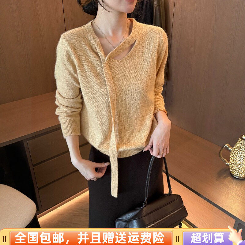 冬季羊毛慵懒显瘦挂脖套头毛衣