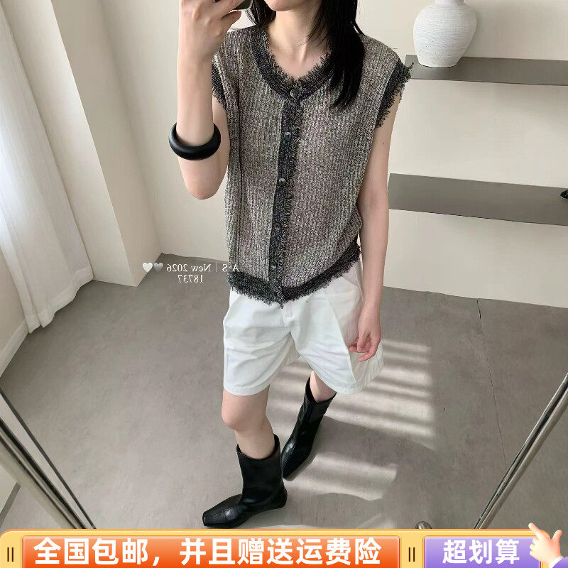 2026夏季新品韩版宽松显瘦冰丝针织开衫外套无袖马甲时尚减龄女潮