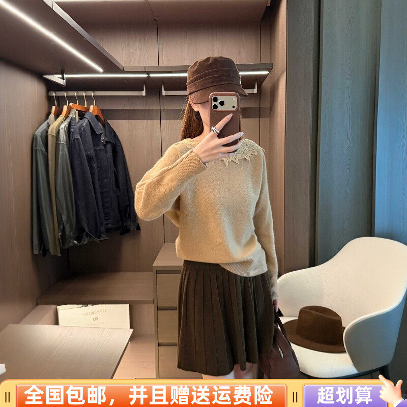 秋季韩版显瘦羊毛翻领套头毛衣女