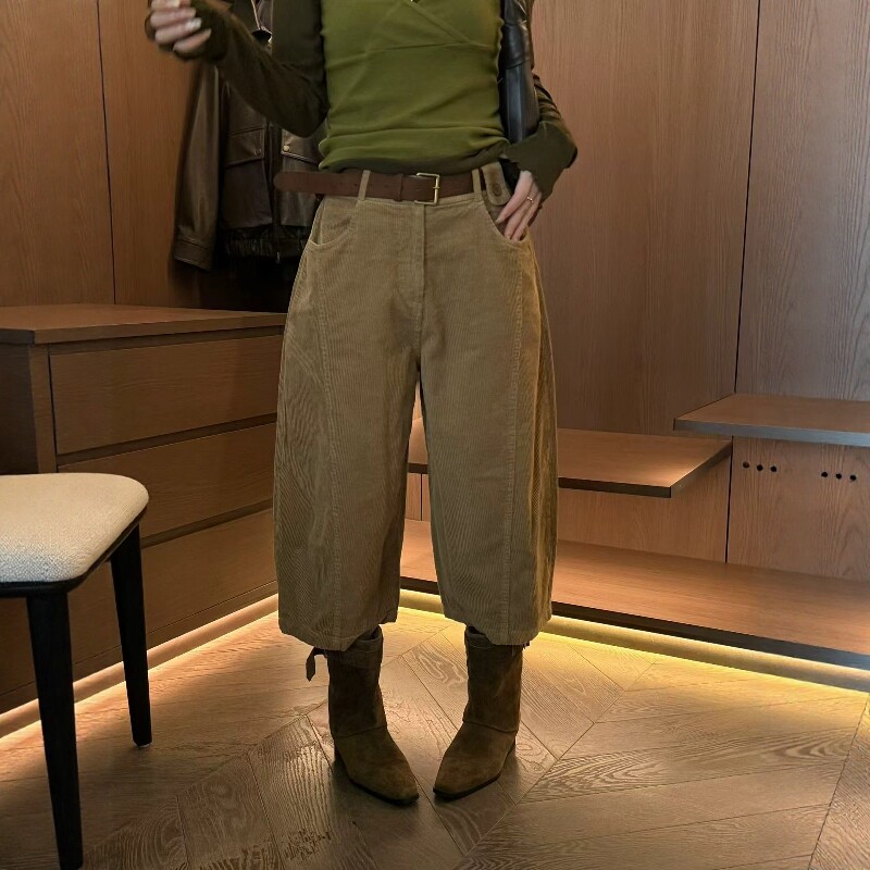 秋季高腰显瘦直筒八分休闲裤女