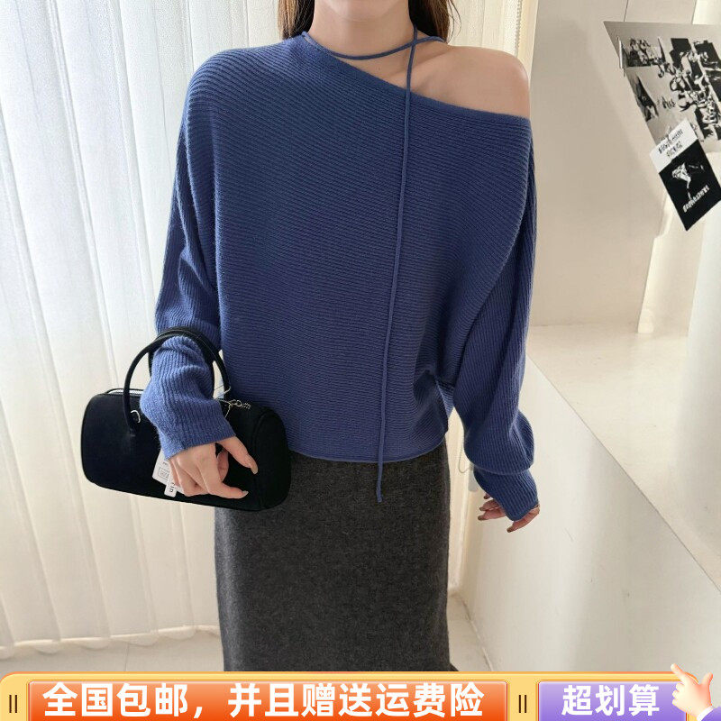 秋季宽松显瘦慵懒风系带毛衣女