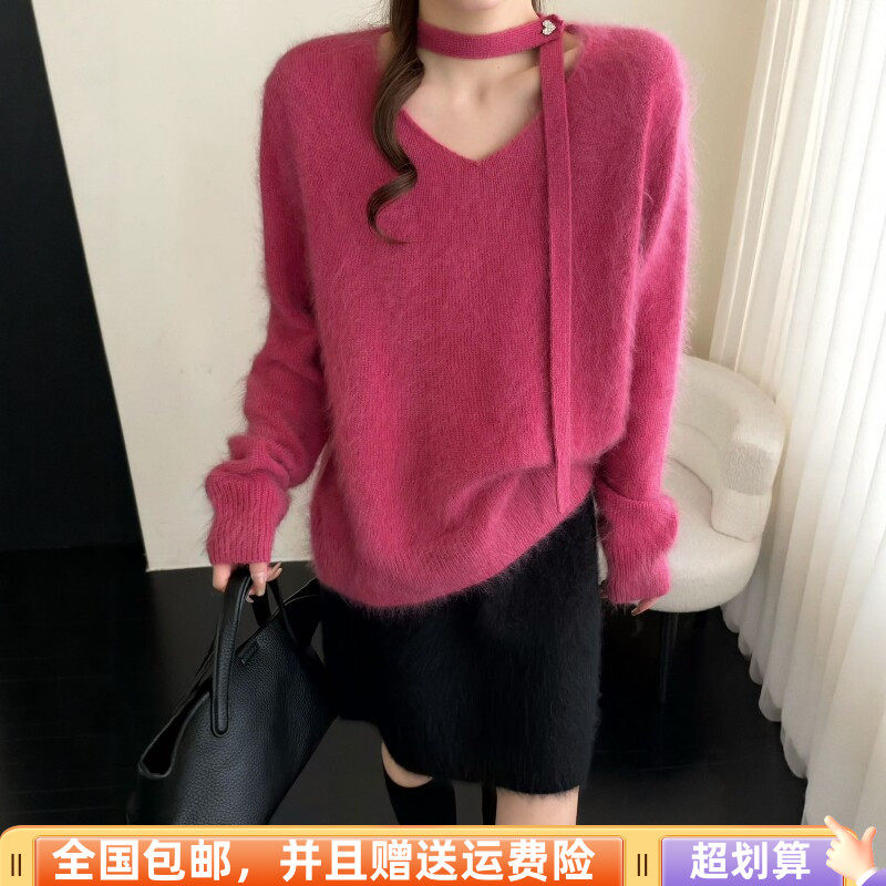 冬季韩版慵懒风挂脖显瘦毛衣女