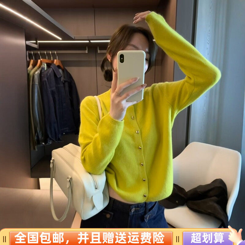 秋季宽松显瘦减龄排扣针织开衫女