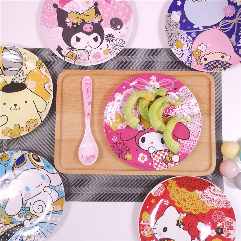三丽鸥餐盘大耳狗圆盘美乐蒂水果盘零食盘卡通点心盘菜盘家用餐具