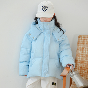 女童羽绒服短款新国标90白鸭绒男童儿童冬季外套杜邦三防面料