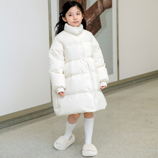福潴潴新国标90白鸭绒女童羽绒服中长款新款儿童冬季外套三防面料