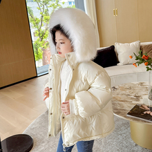 儿童羽绒服冬季短款90白鸭绒女童皮草外套新款狐狸毛领加厚男童
