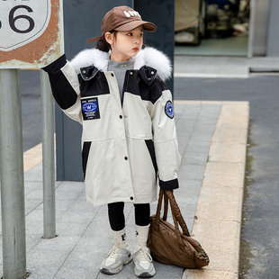 亲子装儿童皮草外套中长款女童派克服狐狸毛领冬季新款獭兔毛内胆