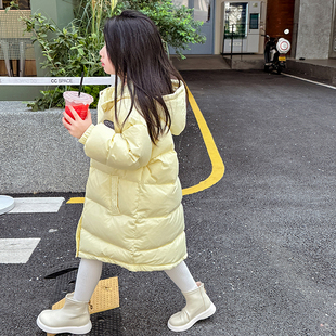 女童羽绒服90白鸭绒儿童冬季外套中长款杜邦三防加厚保暖连帽男童