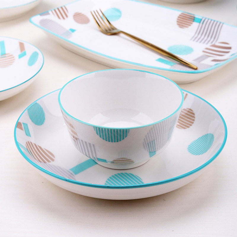 简约时空自由组合碗碟套装烤箱餐具家用组合陶瓷碗盘个性创意面碗