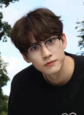 半框眼镜男款潮黑框近视可配度数斯文败类理工男痞帅眼镜框女潮牌