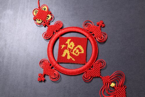 小福客厅挂件纯手工编织中国结中国风元素猪年送福礼品送外国朋友