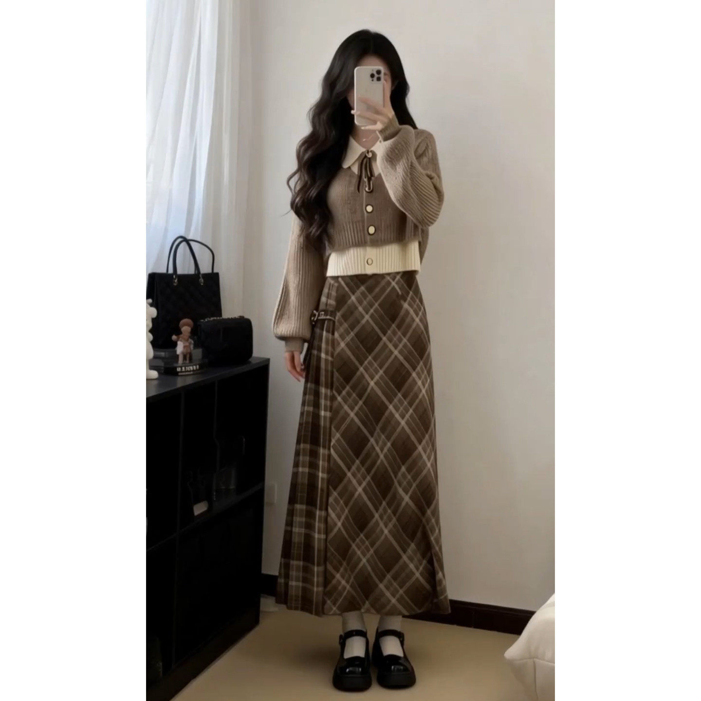 韩系巨好看穿搭一整套2026新款毛衣洋装子女秋冬季长裙两件式套装