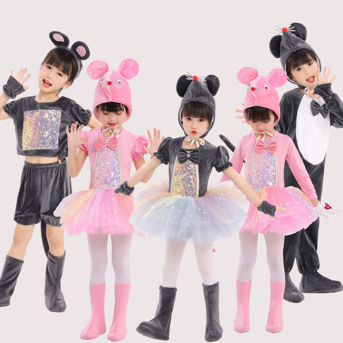 小老鼠演出服儿童老鼠嫁女舞台表演服猫鼠之夜蓬蓬裙卡通动物服装