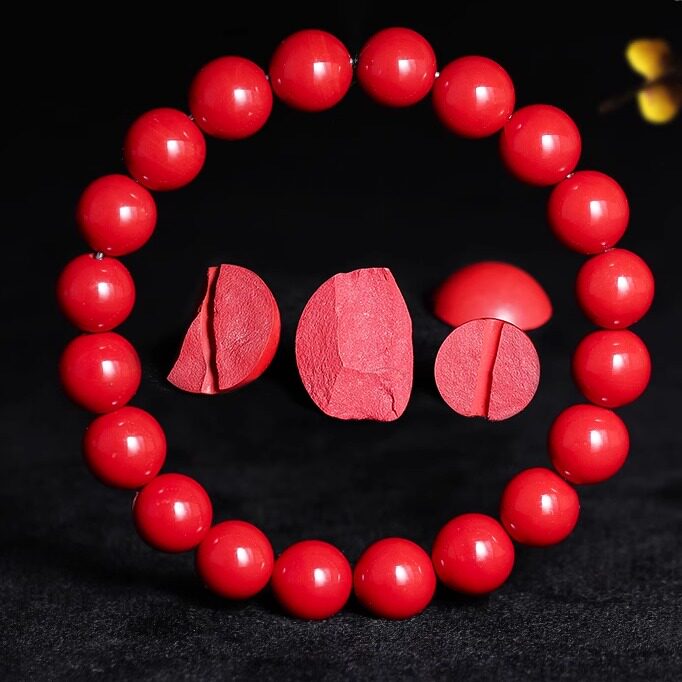 正品朱砂官方旗舰店手串本命年佛珠红色手链细男女款朱砂圆珠原矿
