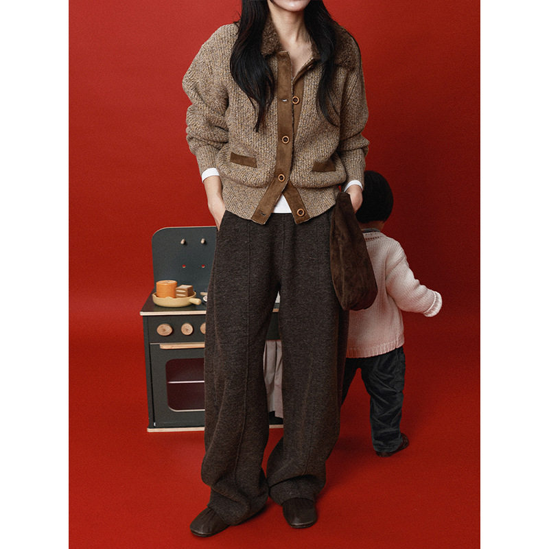 12.15开售 前3h立享9折 复古艺术品 毛领拼接翻领保暖针织衫22783