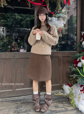 ［T台］T-PLATFORM冬季厚款半身裙韩系日常显瘦穿搭时尚裙子83506