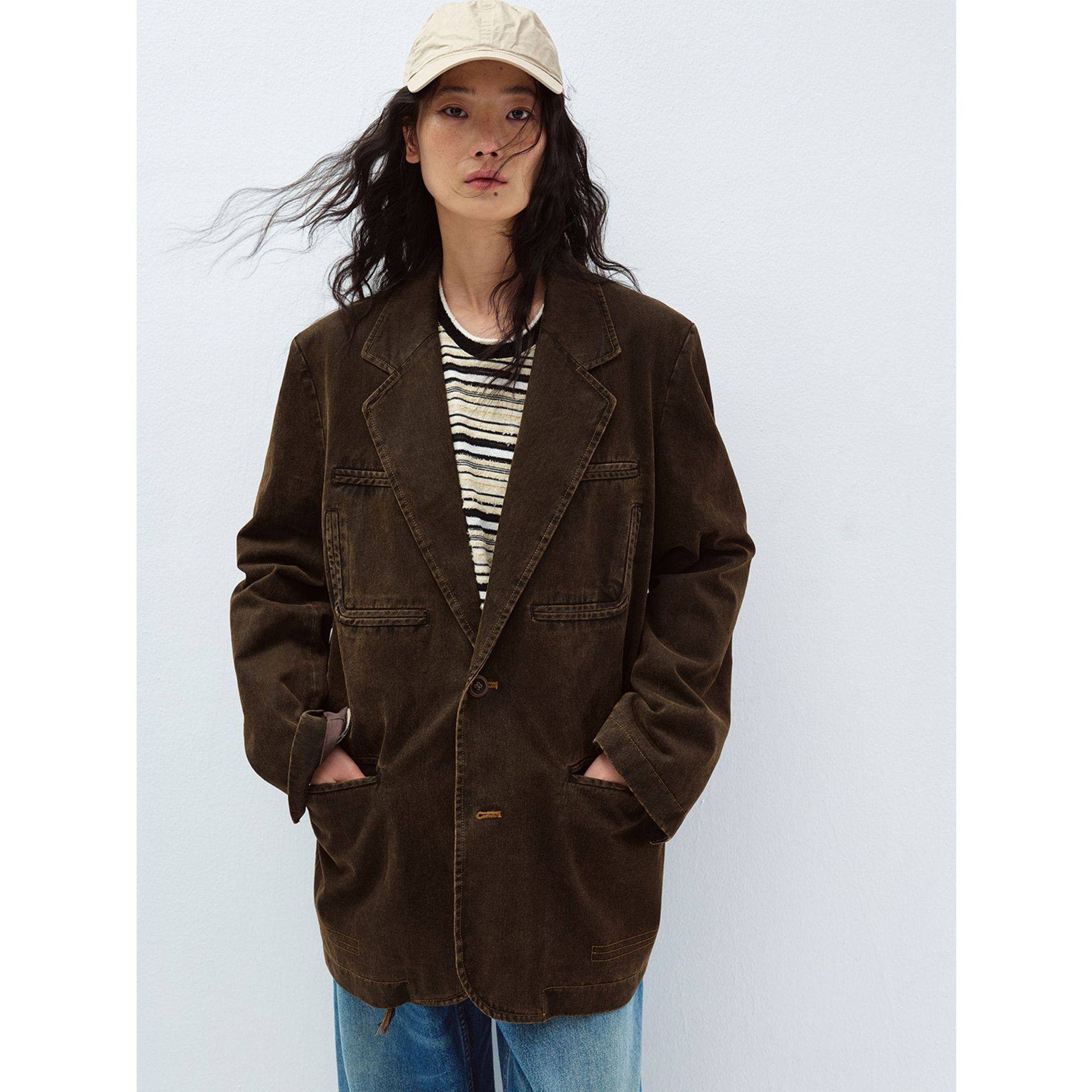 [识时]新品早春复古解构口袋设计单排扣长袖做旧西装外套女V60238,女装/女士精品,西装,淘宝优惠券,粉丝福利购,淘宝优惠卷