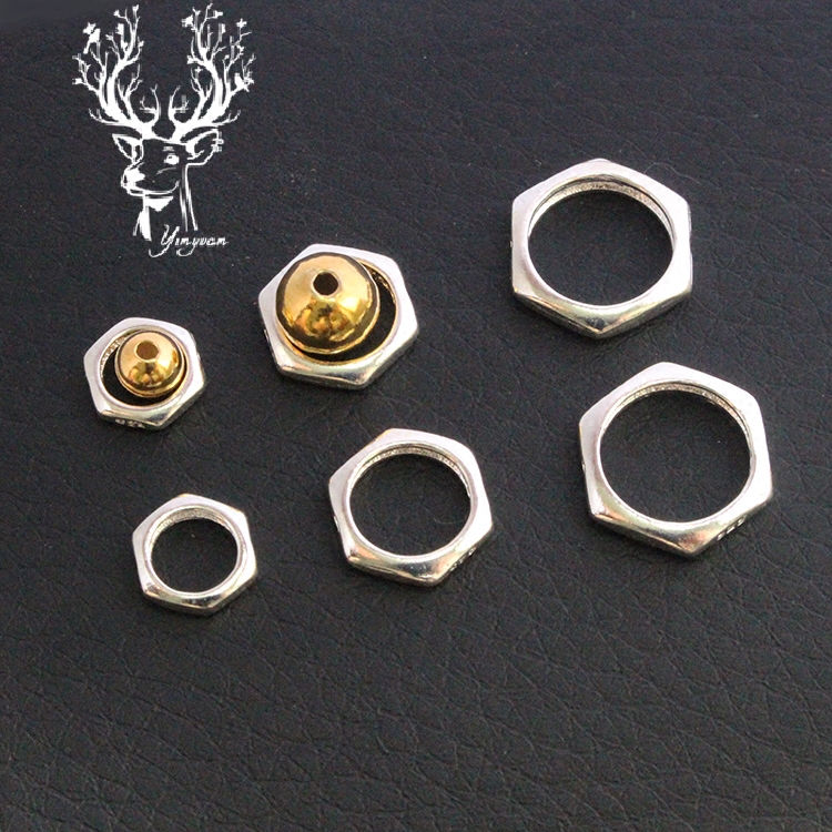 diy几何菱形纯银手链珠子