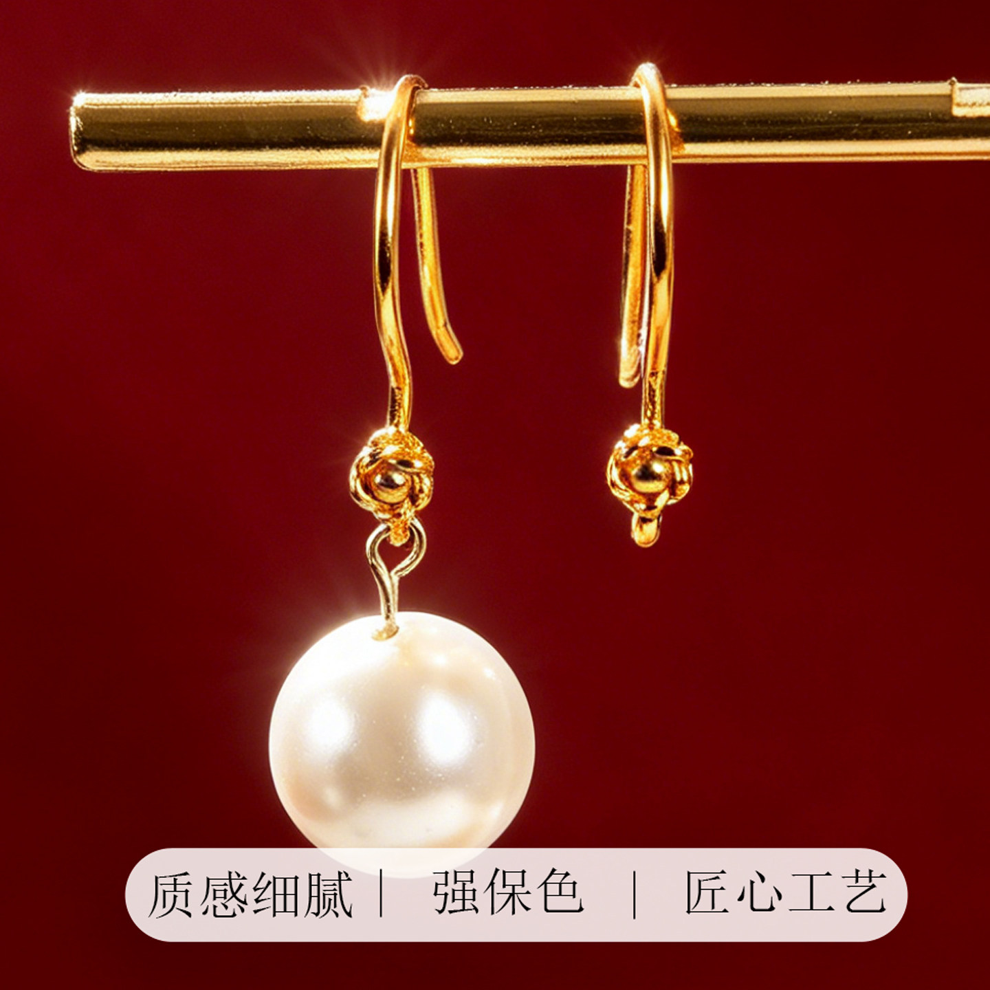 纯银玫瑰花耳勾耳挂带圈耳钩