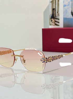 奢华镶钻欧美方形无框精致女墨镜