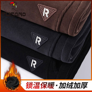 啄木鸟男士休闲裤秋冬款2025新款潮流运动冬天灯芯绒加绒加厚裤子